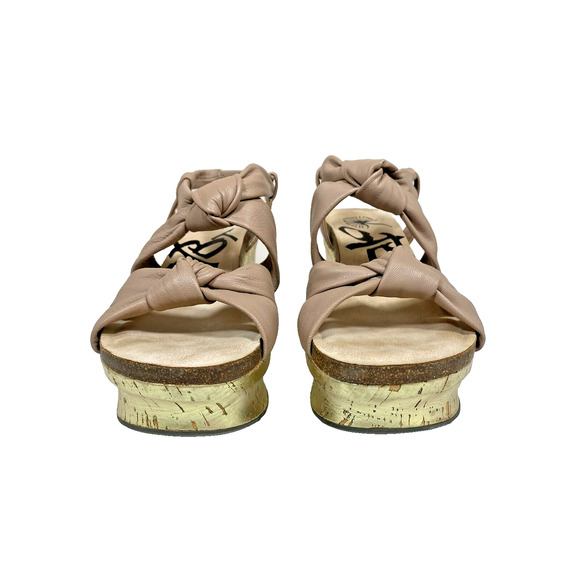OTBT Far Side Platform Wedge Sandal Knotted Neutral Brown Taupe Leather Size 8.5 - Picture 3 of 10